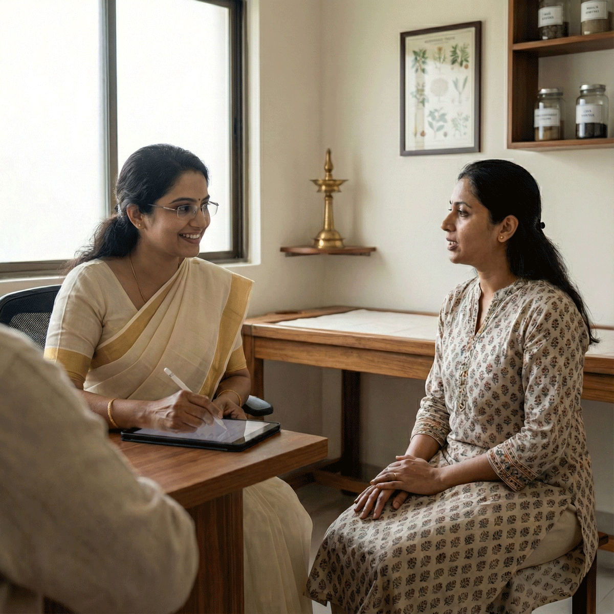 Doctor listening attentively during consultation
