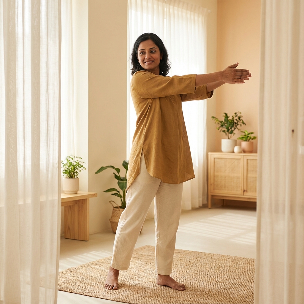 Woman practicing gentle wellness movement